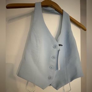🔥🔥NWT LIGHT BLUE Tailored Suit Vest Christian LaCroix. Halter vest Size 4